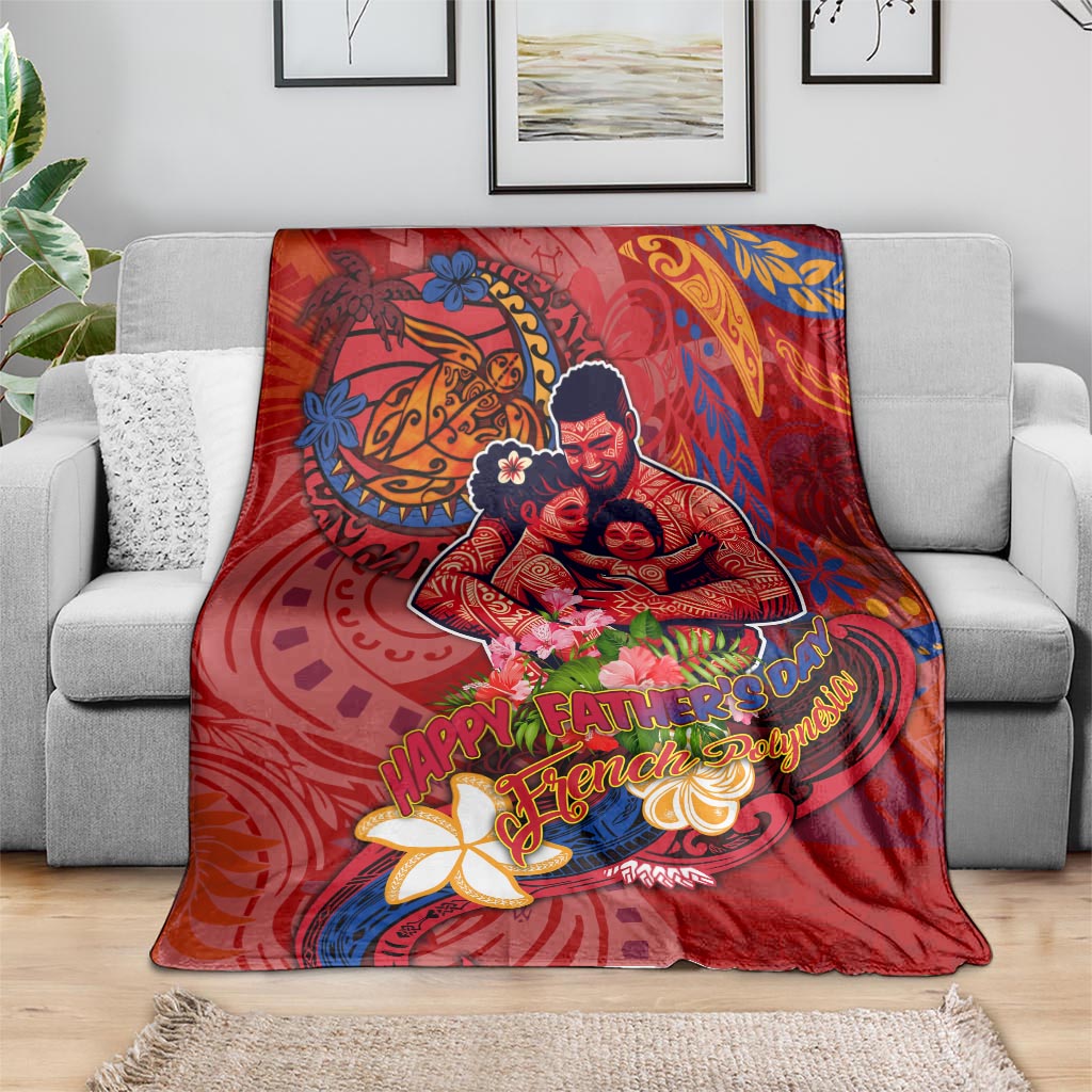 Happy Father's Day French Polynesia Blanket Family Turtle Hibiscus DT02 - Polynesian Pride
