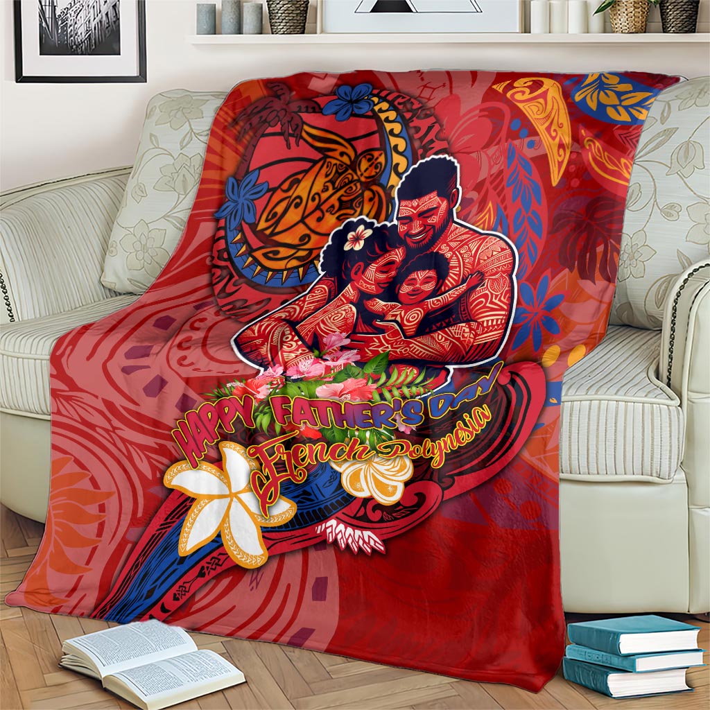 Happy Father's Day French Polynesia Blanket Family Turtle Hibiscus DT02 - Polynesian Pride