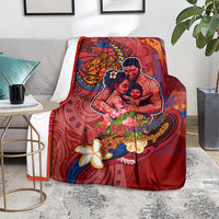 Happy Father's Day French Polynesia Blanket Family Turtle Hibiscus DT02 - Polynesian Pride