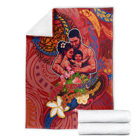 Happy Father's Day French Polynesia Blanket Family Turtle Hibiscus DT02 - Polynesian Pride