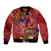Happy Father's Day French Polynesia Bomber Jacket Family Turtle Hibiscus DT02 Unisex Red - Polynesian Pride