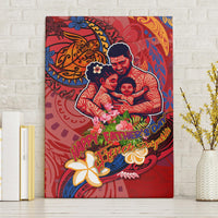 Happy Father's Day French Polynesia Canvas Wall Art Family Turtle Hibiscus DT02 Without Frame Red - Polynesian Pride