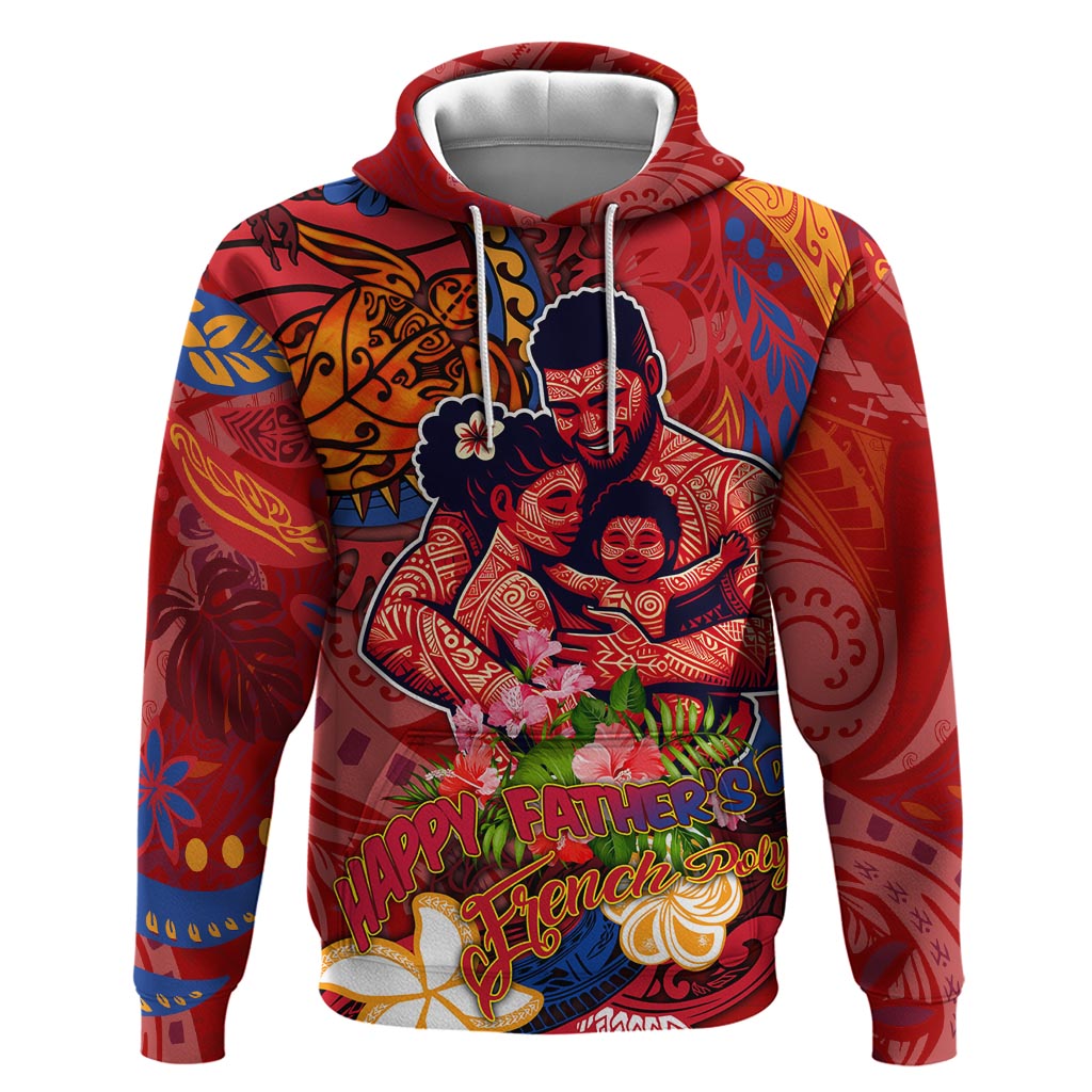 Happy Father's Day French Polynesia Hoodie Family Turtle Hibiscus DT02 Pullover Hoodie Red - Polynesian Pride