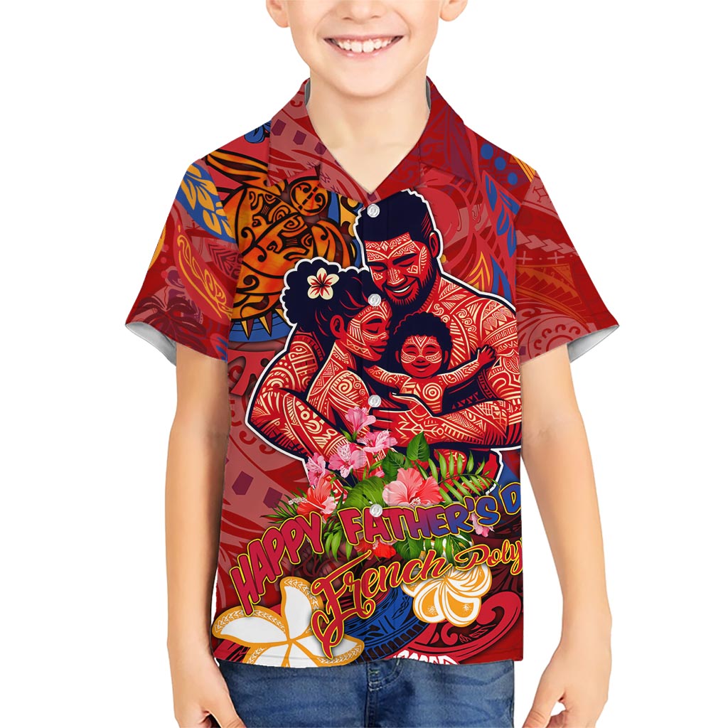 Happy Father's Day French Polynesia Kid Hawaiian Shirt Family Turtle Hibiscus DT02 Kid Red - Polynesian Pride