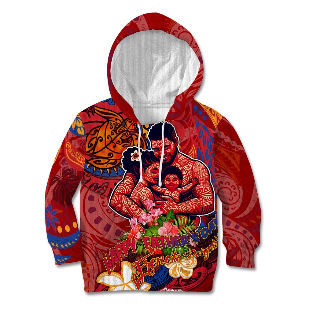 Happy Father's Day French Polynesia Kid Hoodie Family Turtle Hibiscus DT02 Hoodie Red - Polynesian Pride