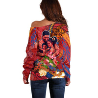 Happy Father's Day French Polynesia Off Shoulder Sweater Family Turtle Hibiscus DT02 - Polynesian Pride