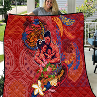Happy Father's Day French Polynesia Quilt Family Turtle Hibiscus DT02 Red - Polynesian Pride