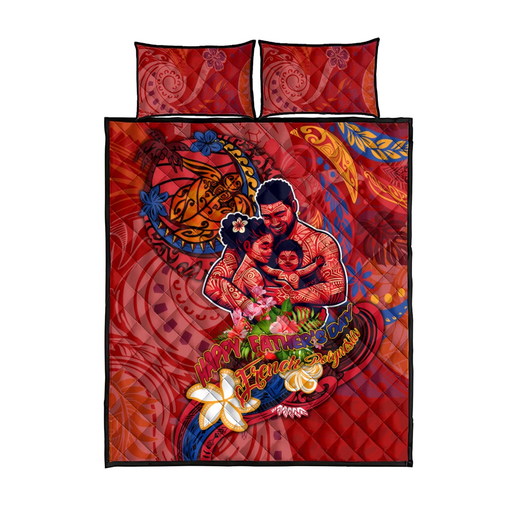 Happy Father's Day French Polynesia Quilt Bed Set Family Turtle Hibiscus DT02 - Polynesian Pride