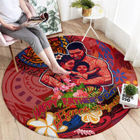 Happy Father's Day French Polynesia Round Carpet Family Turtle Hibiscus DT02 - Polynesian Pride