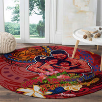 Happy Father's Day French Polynesia Round Carpet Family Turtle Hibiscus DT02 - Polynesian Pride