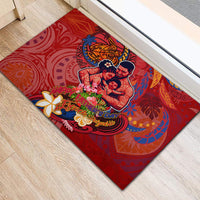 Happy Father's Day French Polynesia Rubber Doormat Family Turtle Hibiscus DT02 - Polynesian Pride