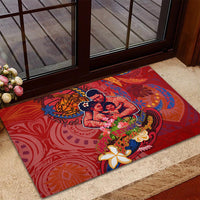 Happy Father's Day French Polynesia Rubber Doormat Family Turtle Hibiscus DT02 - Polynesian Pride