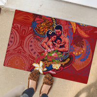 Happy Father's Day French Polynesia Rubber Doormat Family Turtle Hibiscus DT02 - Polynesian Pride