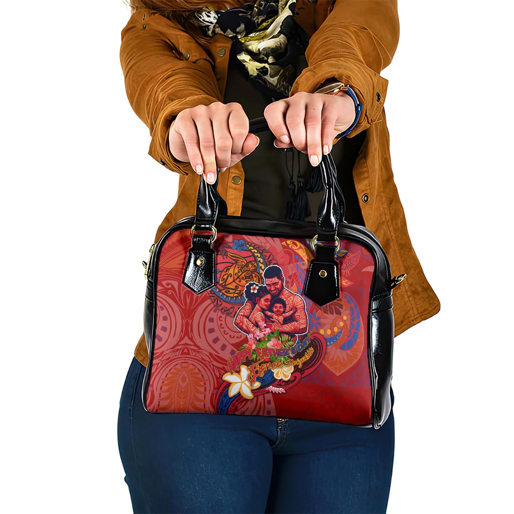 Happy Father's Day French Polynesia Shoulder Handbag Family Turtle Hibiscus DT02 One Size Red - Polynesian Pride