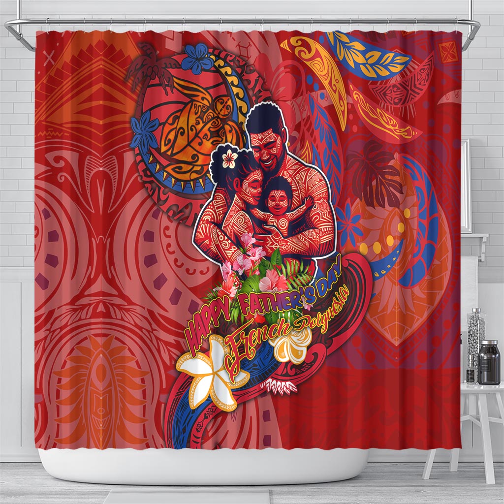 Happy Father's Day French Polynesia Shower Curtain Family Turtle Hibiscus DT02 - Polynesian Pride