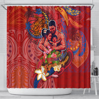Happy Father's Day French Polynesia Shower Curtain Family Turtle Hibiscus DT02 - Polynesian Pride