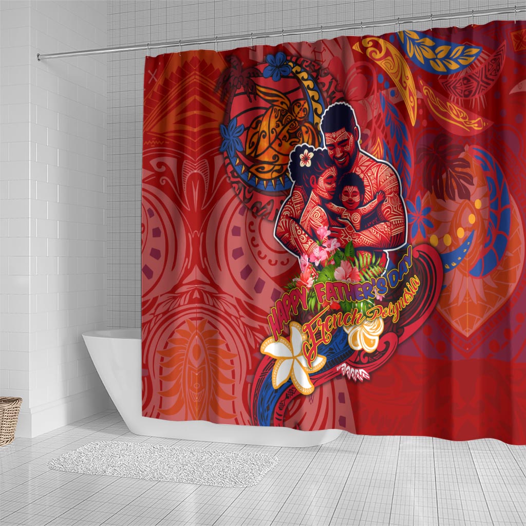 Happy Father's Day French Polynesia Shower Curtain Family Turtle Hibiscus DT02 - Polynesian Pride