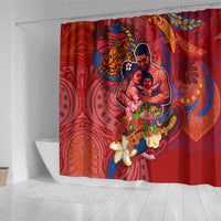 Happy Father's Day French Polynesia Shower Curtain Family Turtle Hibiscus DT02 - Polynesian Pride