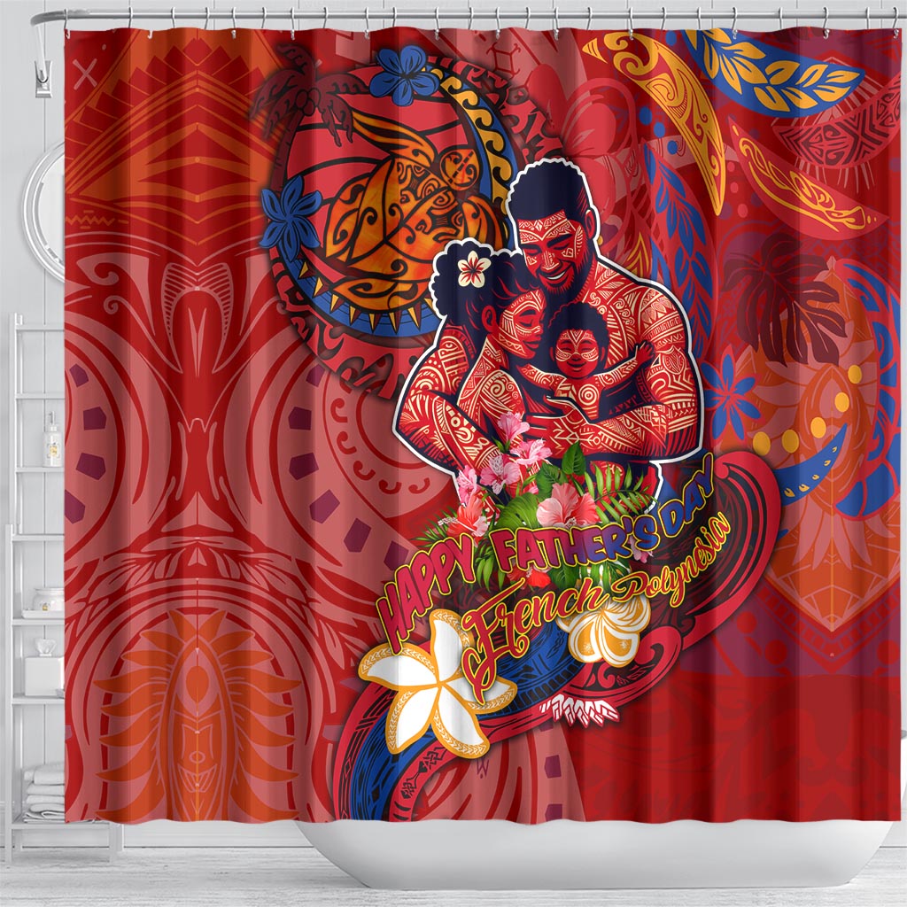 Happy Father's Day French Polynesia Shower Curtain Family Turtle Hibiscus DT02 - Polynesian Pride