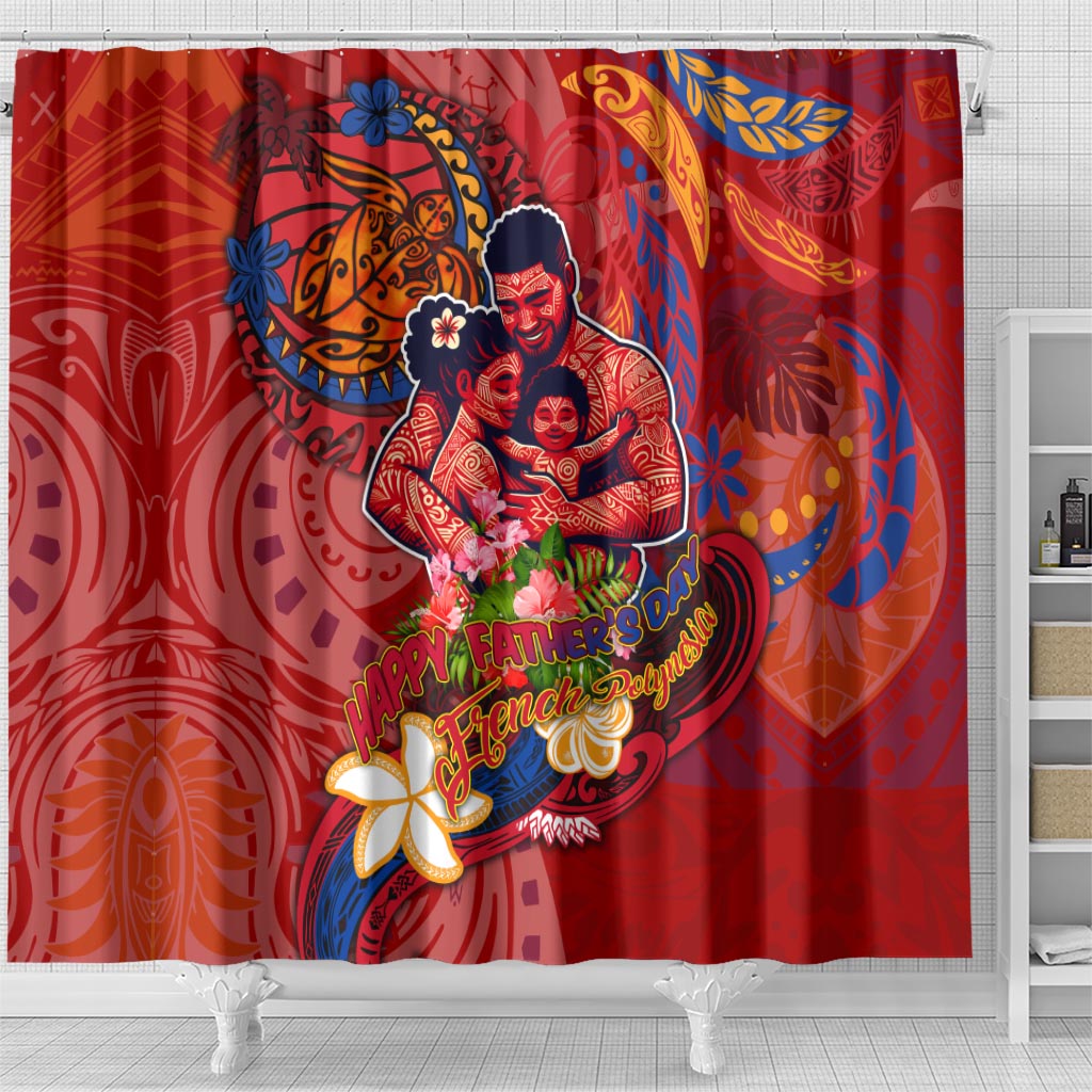 Happy Father's Day French Polynesia Shower Curtain Family Turtle Hibiscus DT02 - Polynesian Pride