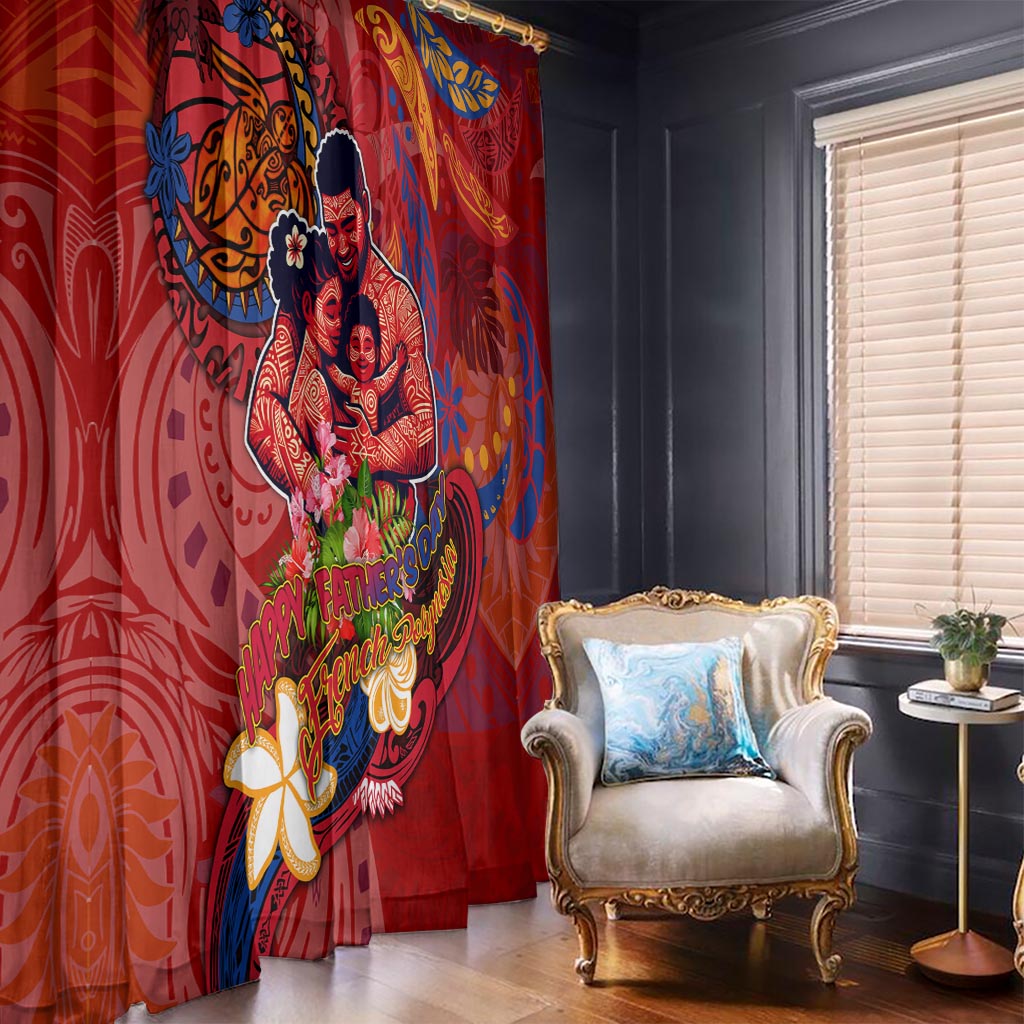 Happy Father's Day French Polynesia Window Curtain Family Turtle Hibiscus DT02 - Polynesian Pride