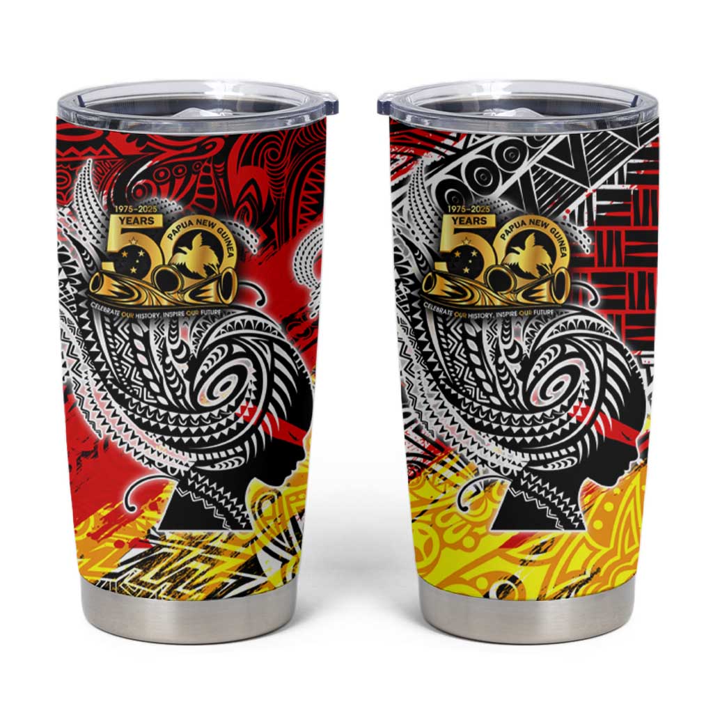 Papua New Guinea 50th Independence Day Tumbler Cup Celebrate Our History, Inspire Our Future DT02 Art - Polynesian Pride