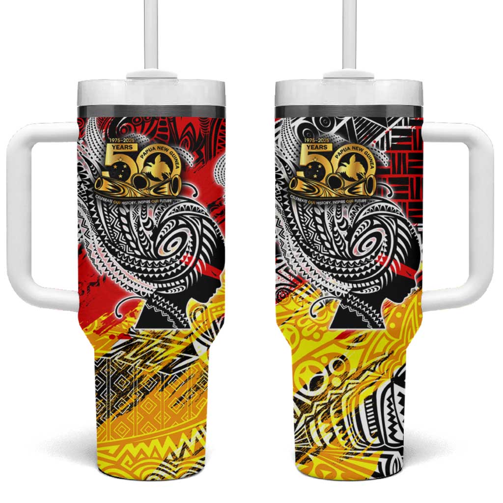 Papua New Guinea 50th Independence Day Tumbler With Handle Celebrate Our History, Inspire Our Future DT02 One Size: 40 oz Art - Polynesian Pride