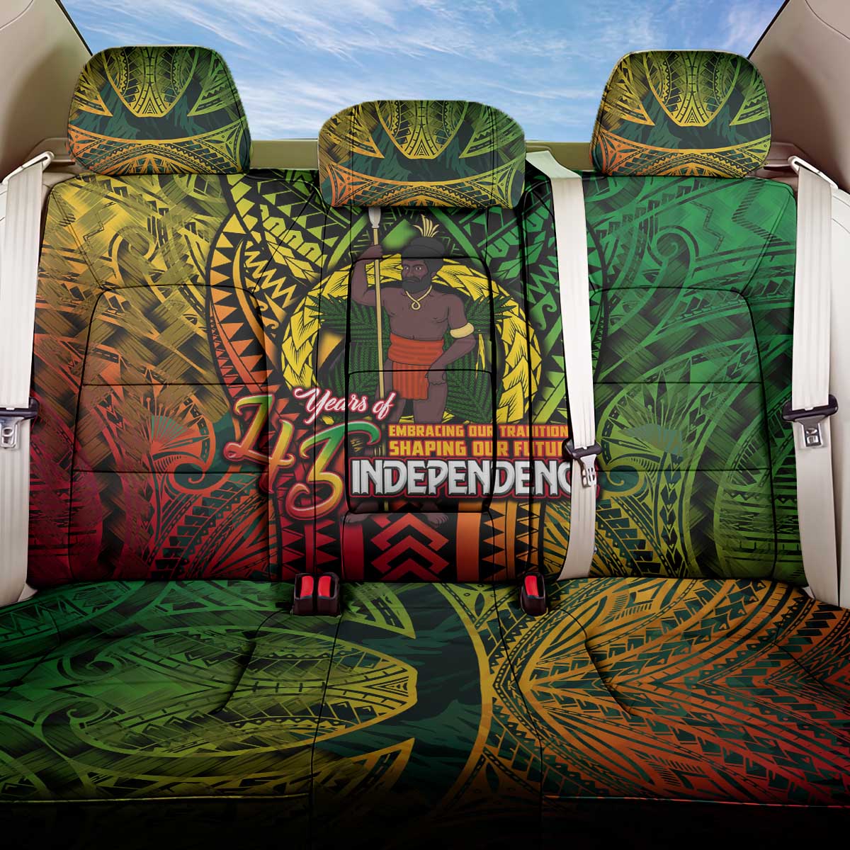 Vanuatu 45th Independence Anniversary Back Car Seat Cover Embracing Our Traditions Shaping Our Future DT02 One Size Art - Polynesian Pride