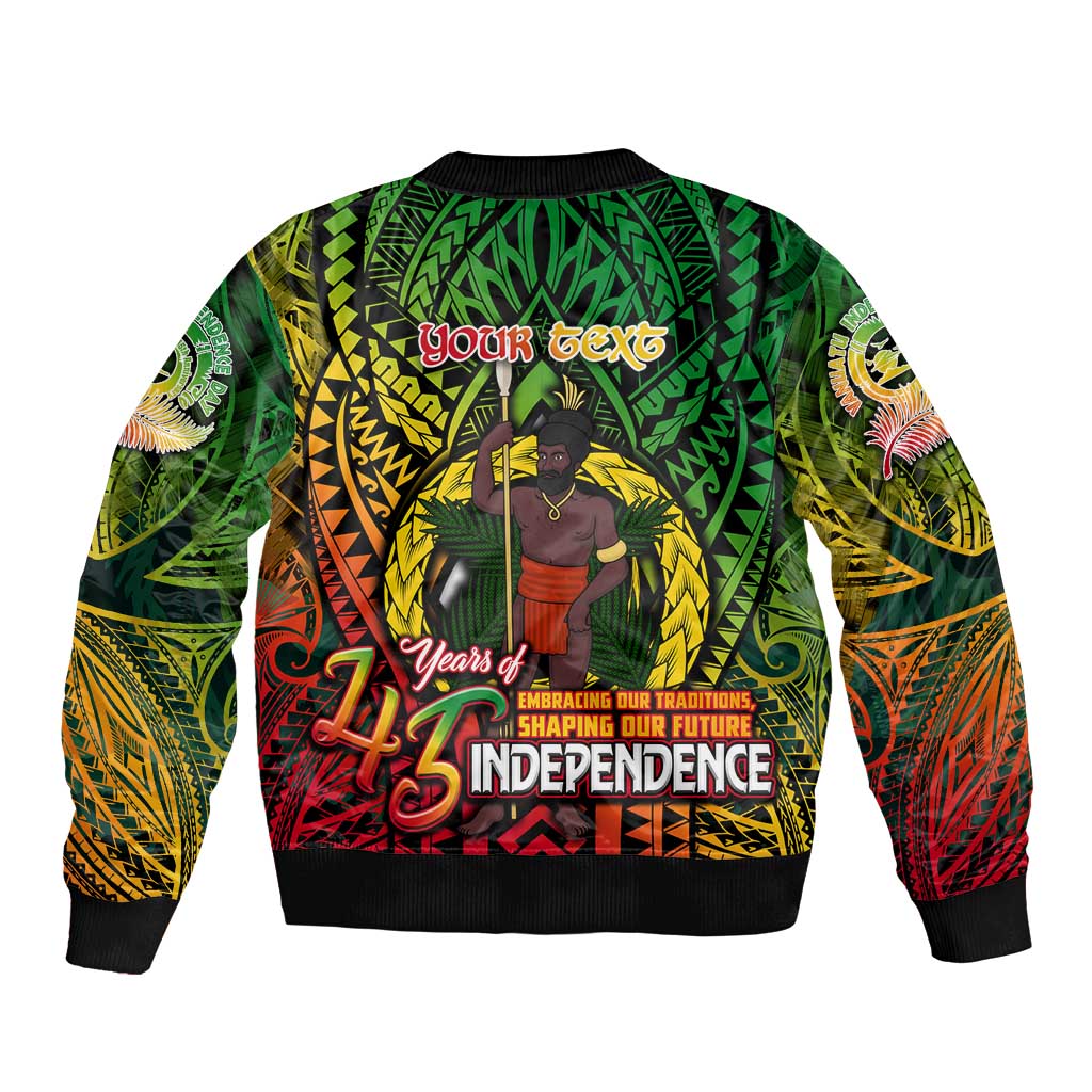 Vanuatu 45th Independence Anniversary Bomber Jacket Embracing Our Traditions Shaping Our Future DT02 - Polynesian Pride