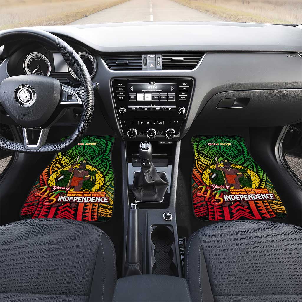 Vanuatu 45th Independence Anniversary Car Mats Embracing Our Traditions Shaping Our Future DT02 Set 2pcs - Front Art - Polynesian Pride