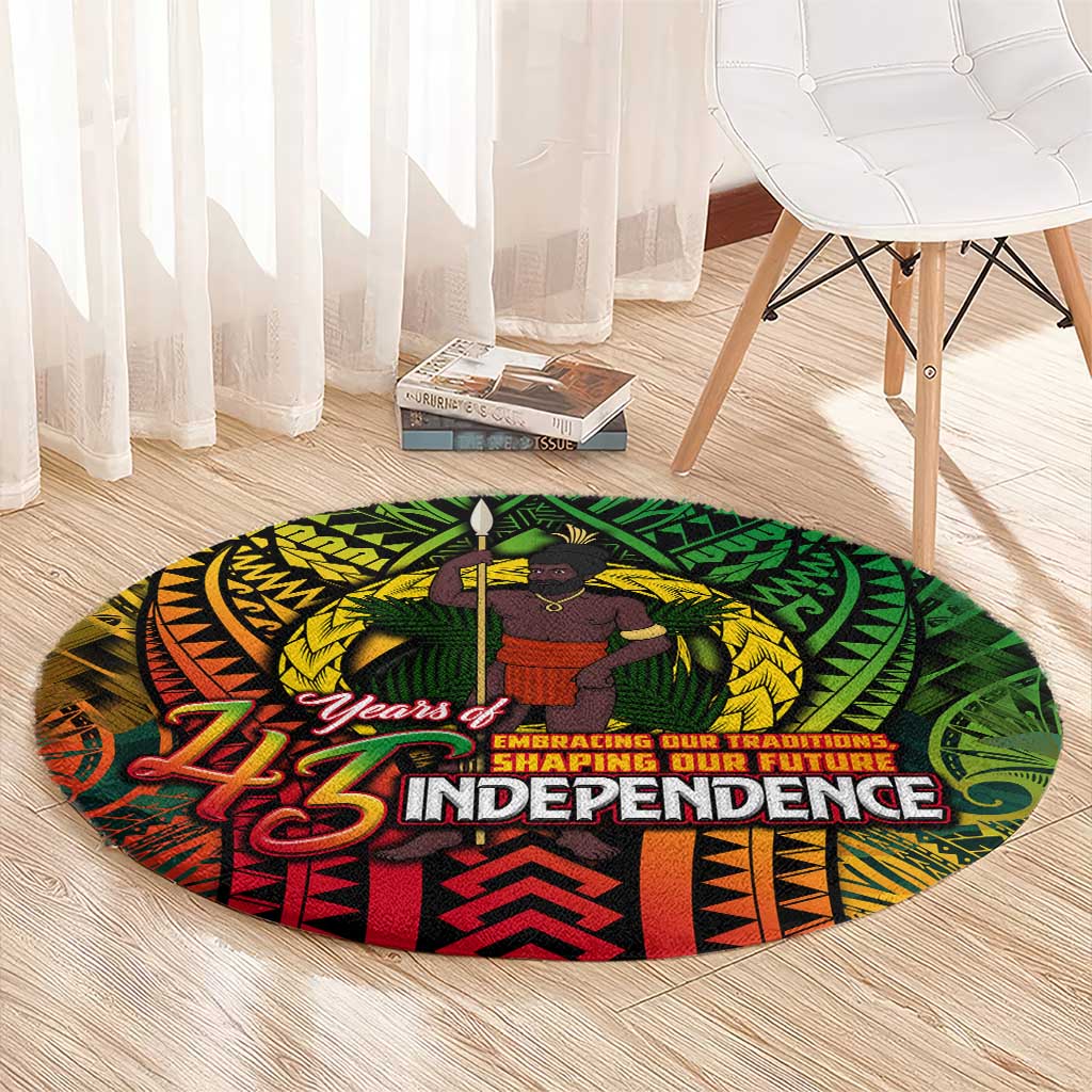 Vanuatu 45th Independence Anniversary Round Carpet Embracing Our Traditions Shaping Our Future DT02 - Polynesian Pride
