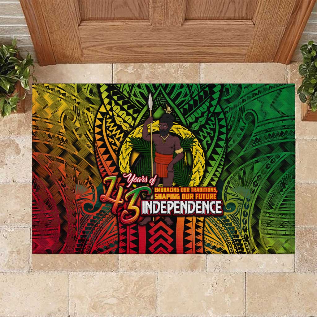 Vanuatu 45th Independence Anniversary Rubber Doormat Embracing Our Traditions Shaping Our Future DT02 Art - Polynesian Pride