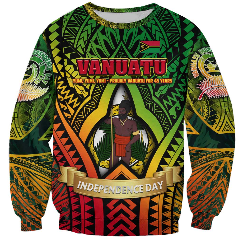 Vanuatu 45th Independence Anniversary Sweatshirt Embracing Our Traditions Shaping Our Future DT02 Unisex Art - Polynesian Pride
