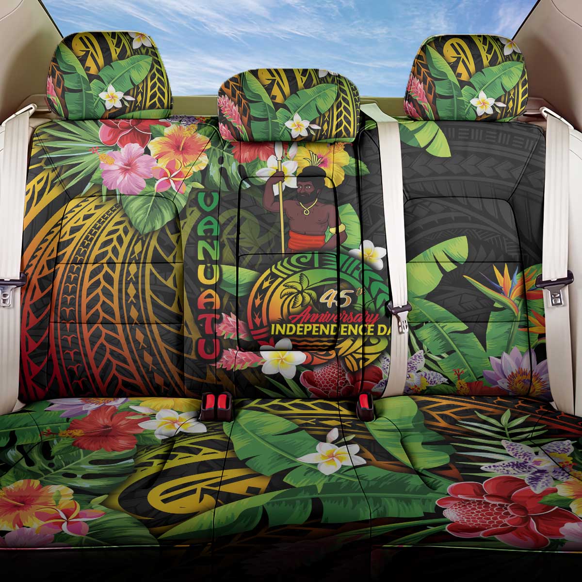 45th Anniversary of Freedom Vanuatu Back Car Seat Cover Island Pride Cultural Power Pacific Unity DT02 One Size Art - Polynesian Pride
