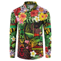 45th Anniversary of Freedom Vanuatu Button Sweatshirt Island Pride Cultural Power Pacific Unity DT02 Art - Polynesian Pride