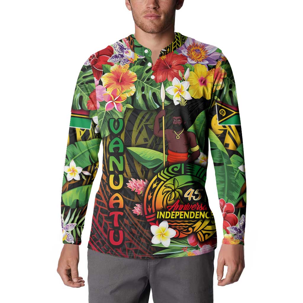 45th Anniversary of Freedom Vanuatu Button Sweatshirt Island Pride Cultural Power Pacific Unity DT02 - Polynesian Pride