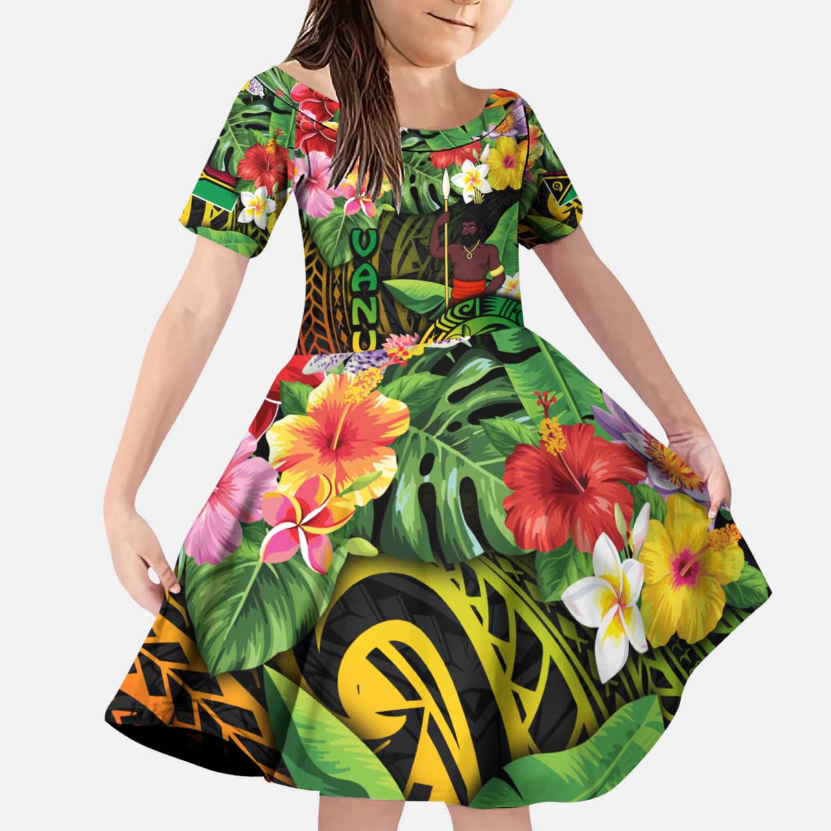 45th Anniversary of Freedom Vanuatu Kid Short Sleeve Dress Island Pride Cultural Power Pacific Unity DT02 KID Art - Polynesian Pride