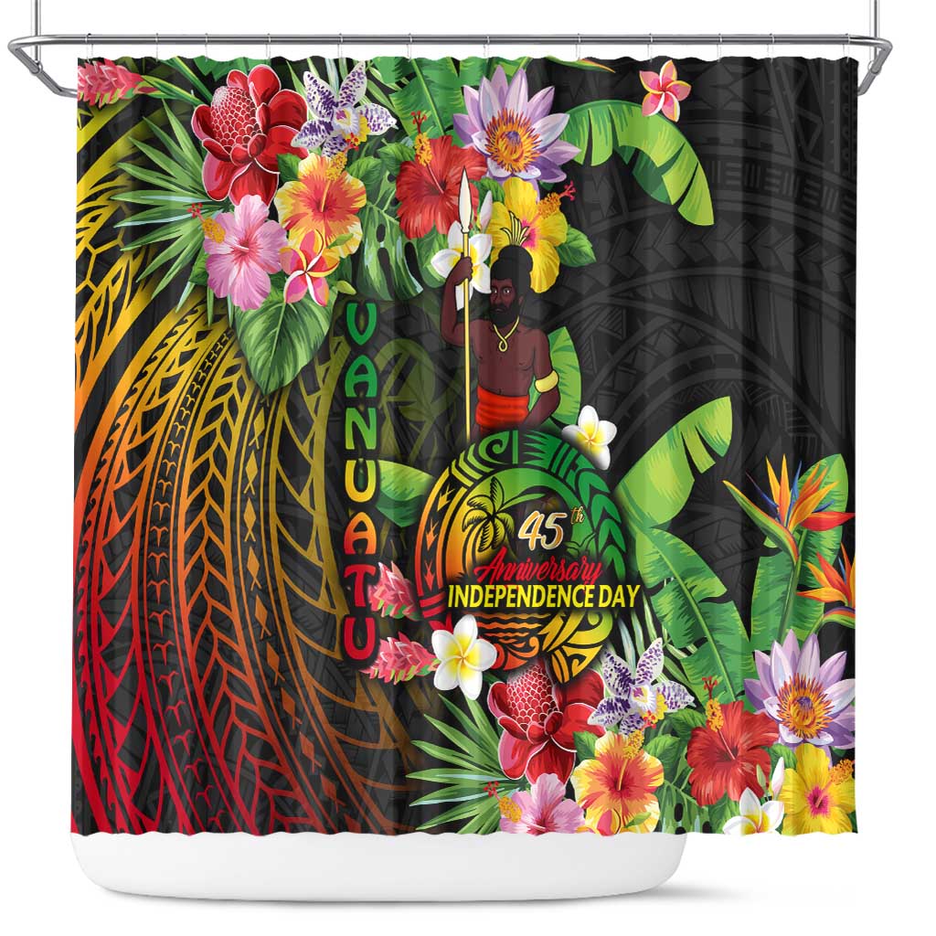 45th Anniversary of Freedom Vanuatu Shower Curtain Island Pride Cultural Power Pacific Unity DT02 Art - Polynesian Pride