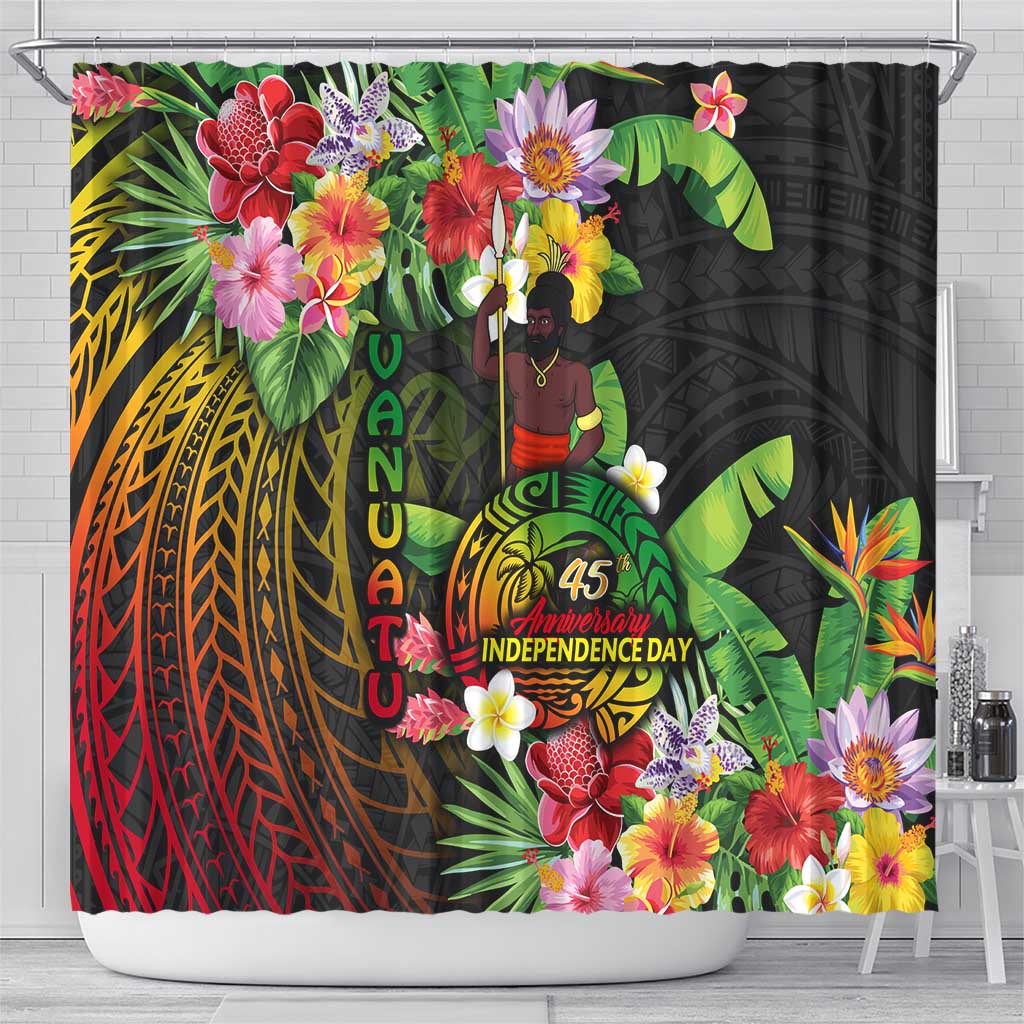 45th Anniversary of Freedom Vanuatu Shower Curtain Island Pride Cultural Power Pacific Unity DT02 - Polynesian Pride