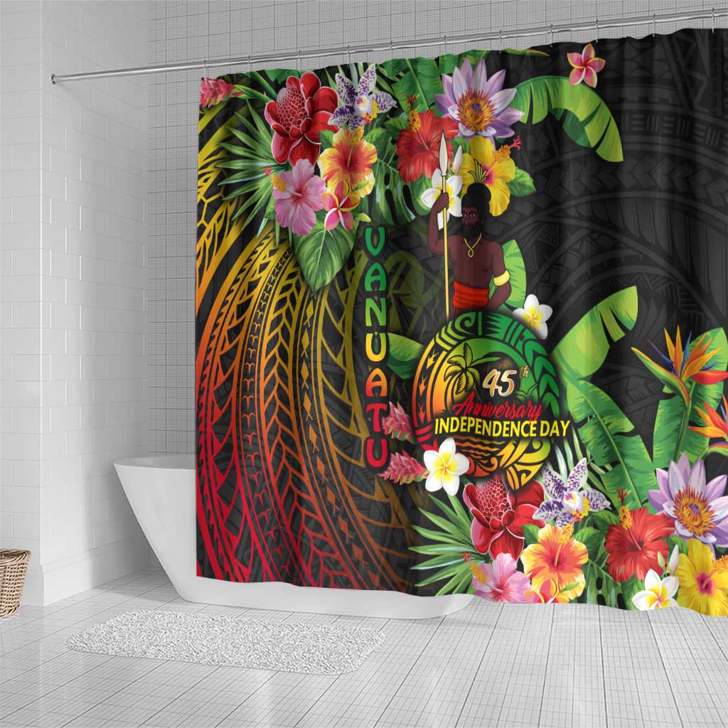 45th Anniversary of Freedom Vanuatu Shower Curtain Island Pride Cultural Power Pacific Unity DT02 - Polynesian Pride
