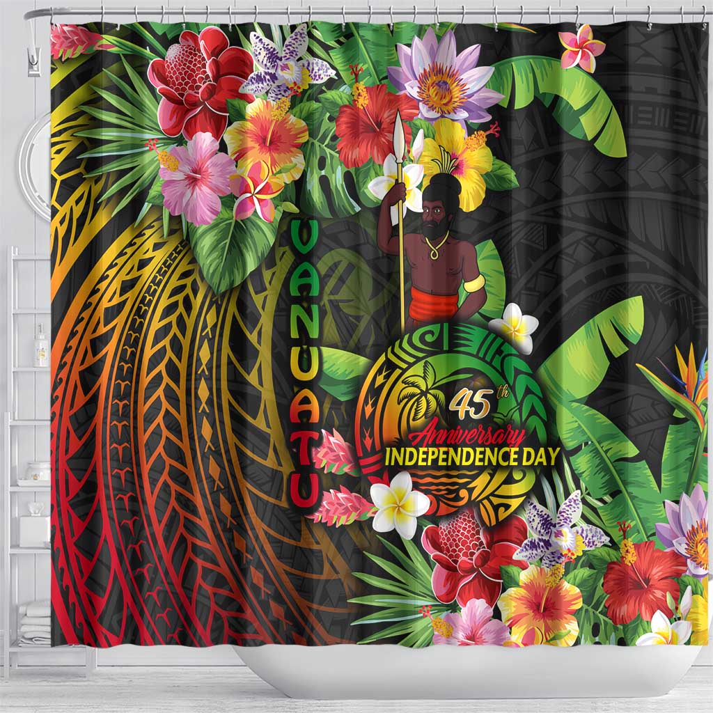 45th Anniversary of Freedom Vanuatu Shower Curtain Island Pride Cultural Power Pacific Unity DT02 - Polynesian Pride