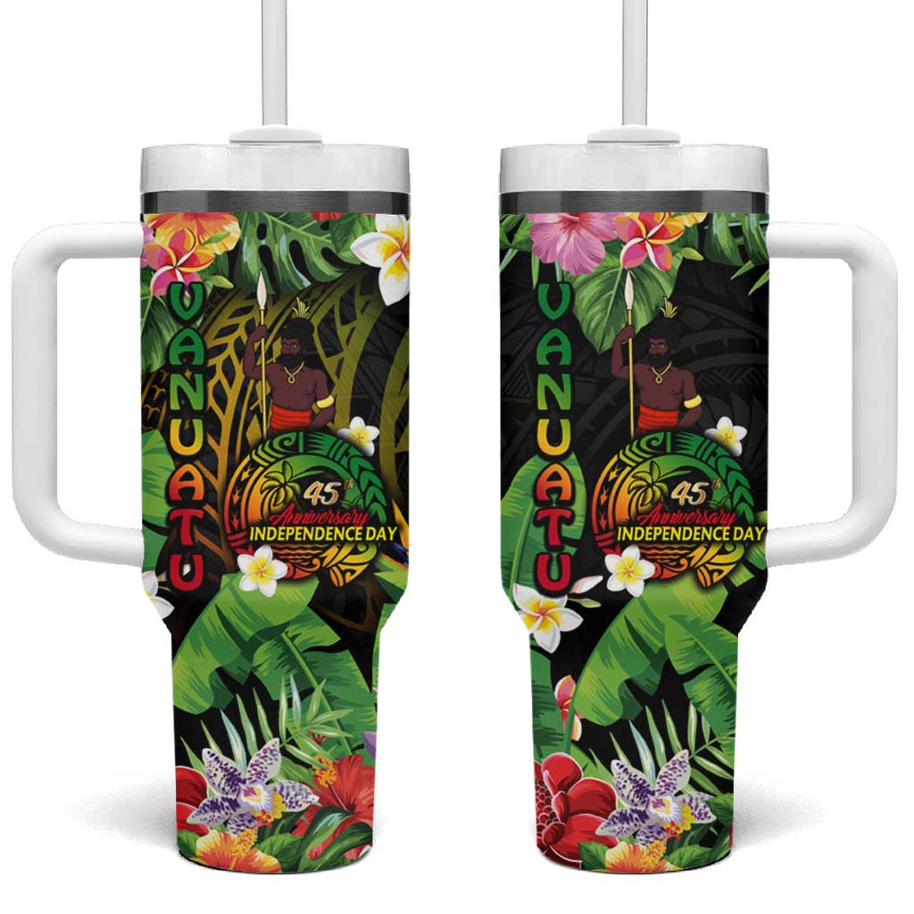 45th Anniversary of Freedom Vanuatu Tumbler With Handle Island Pride Cultural Power Pacific Unity DT02 One Size: 40 oz Art - Polynesian Pride