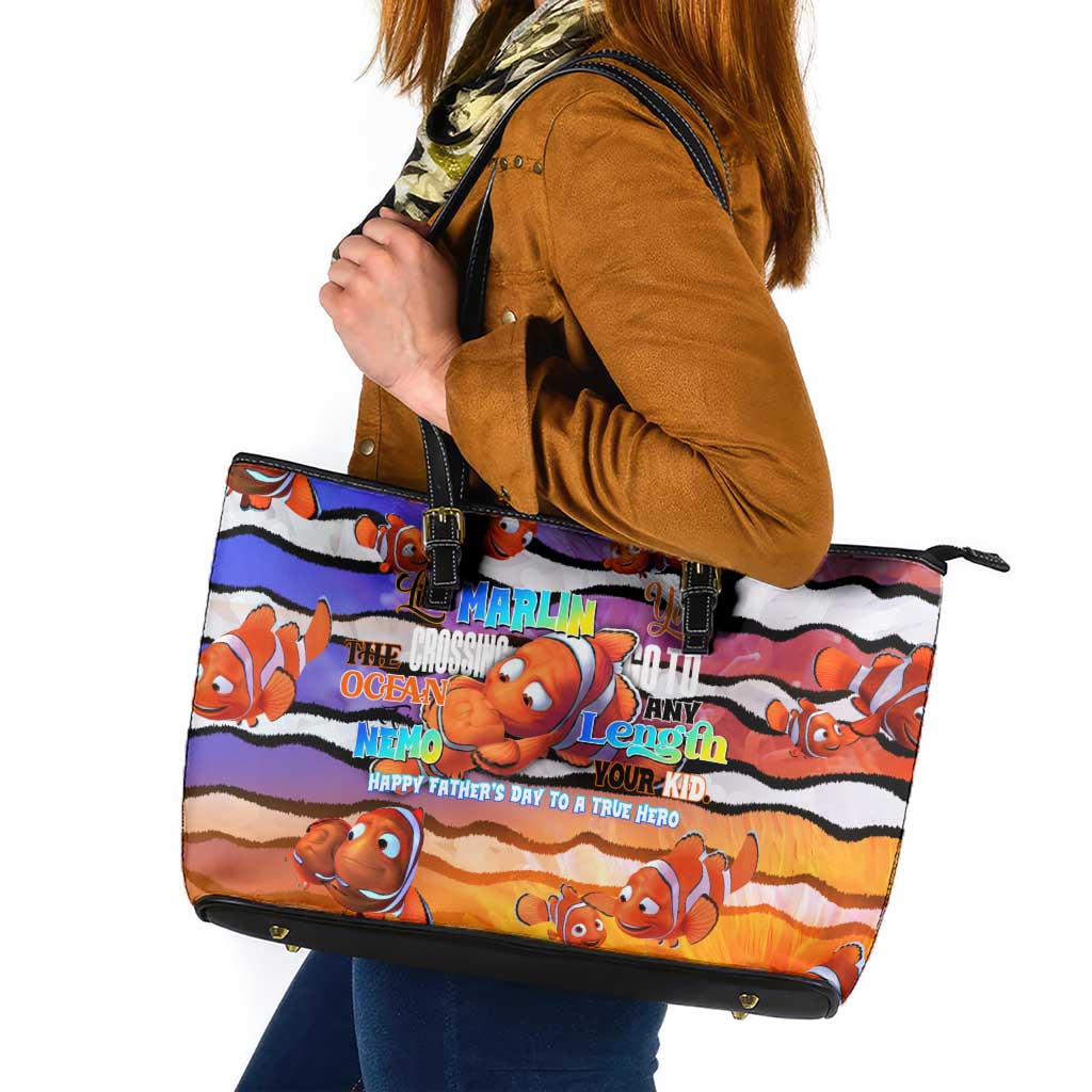 The Ocean Best Dad Leather Tote Bag Like Marlin Happy Fathers Day To a True Hero DT02 Art - Polynesian Pride