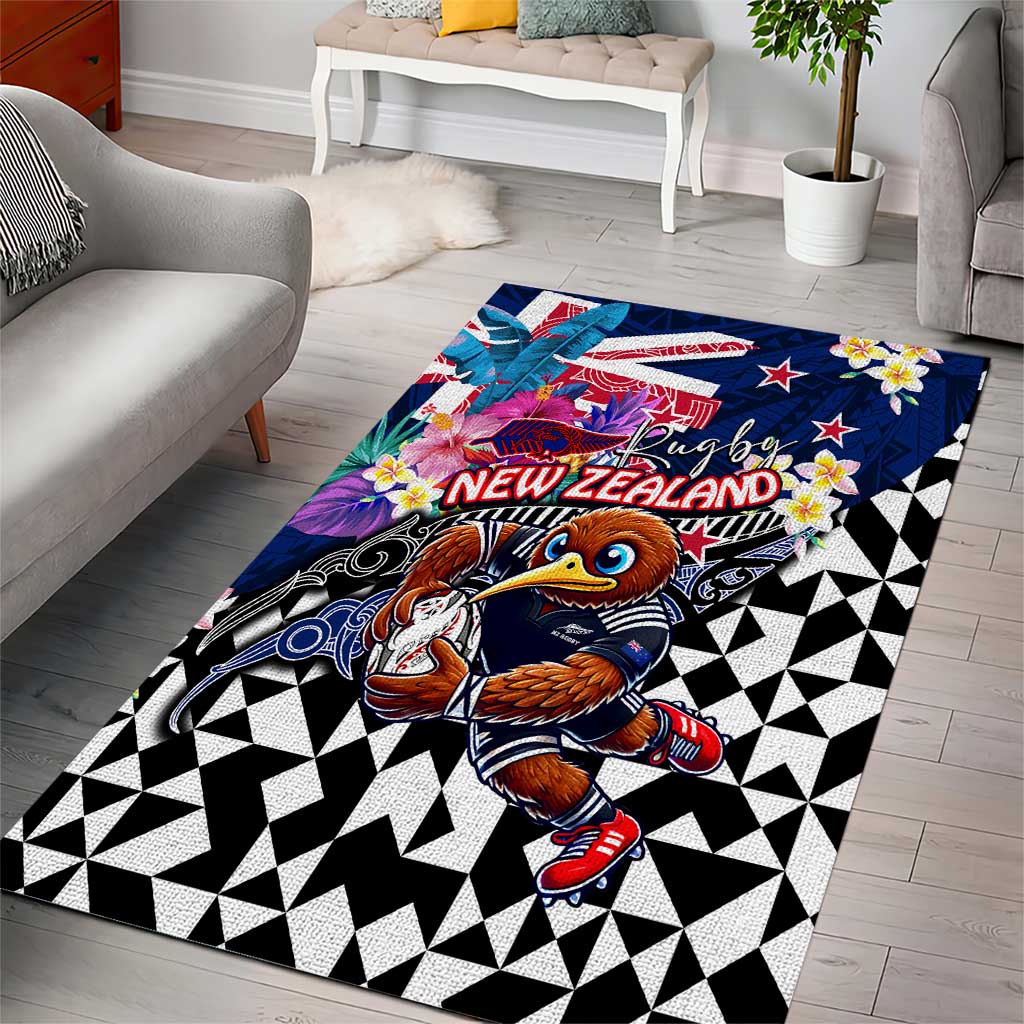 Kiwi New Zealand Rugby Area Rug Kiwis Mascot Tropical Pattern DT02 - Polynesian Pride