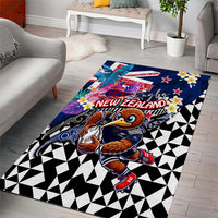 Kiwi New Zealand Rugby Area Rug Kiwis Mascot Tropical Pattern DT02 - Polynesian Pride