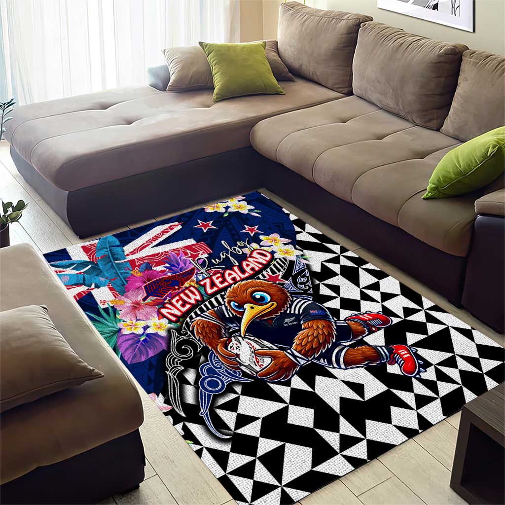 Kiwi New Zealand Rugby Area Rug Kiwis Mascot Tropical Pattern DT02 - Polynesian Pride