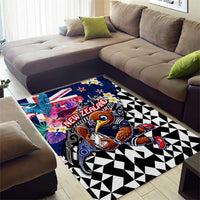 Kiwi New Zealand Rugby Area Rug Kiwis Mascot Tropical Pattern DT02 - Polynesian Pride