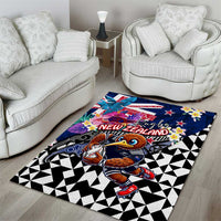 Kiwi New Zealand Rugby Area Rug Kiwis Mascot Tropical Pattern DT02 - Polynesian Pride
