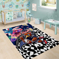 Kiwi New Zealand Rugby Area Rug Kiwis Mascot Tropical Pattern DT02 - Polynesian Pride