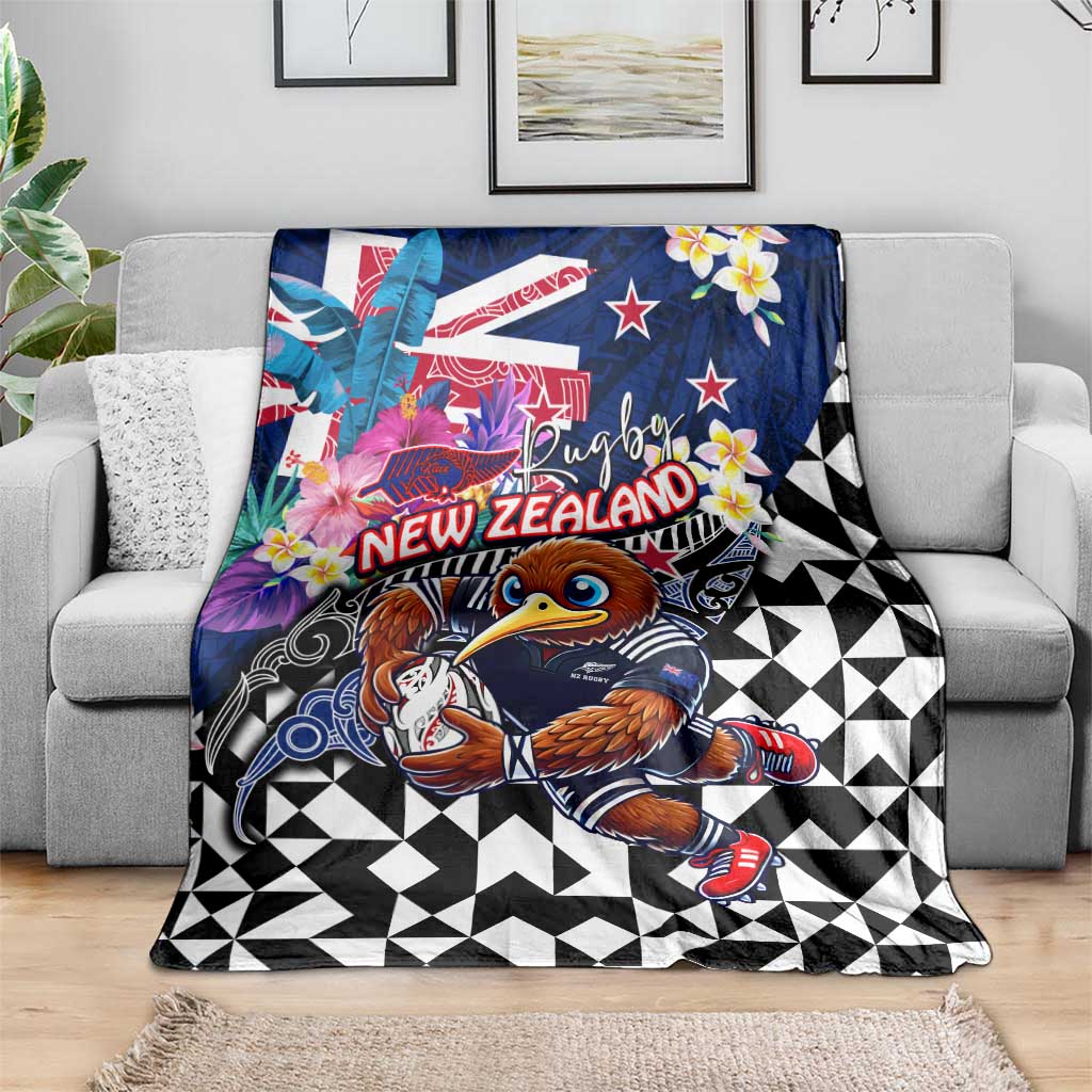 Kiwi New Zealand Rugby Blanket Kiwis Mascot Tropical Pattern DT02 - Polynesian Pride
